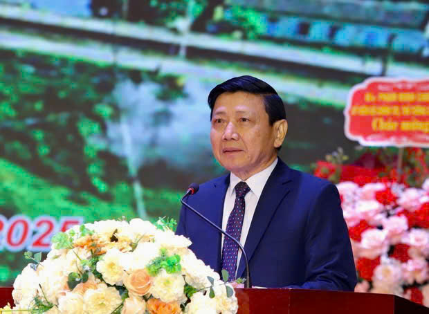 Ông Nguyễn Ngọc Lâm- Chủ tịch Hội đồng hương Thanh Hóa tại Hà Nội,phát biểu